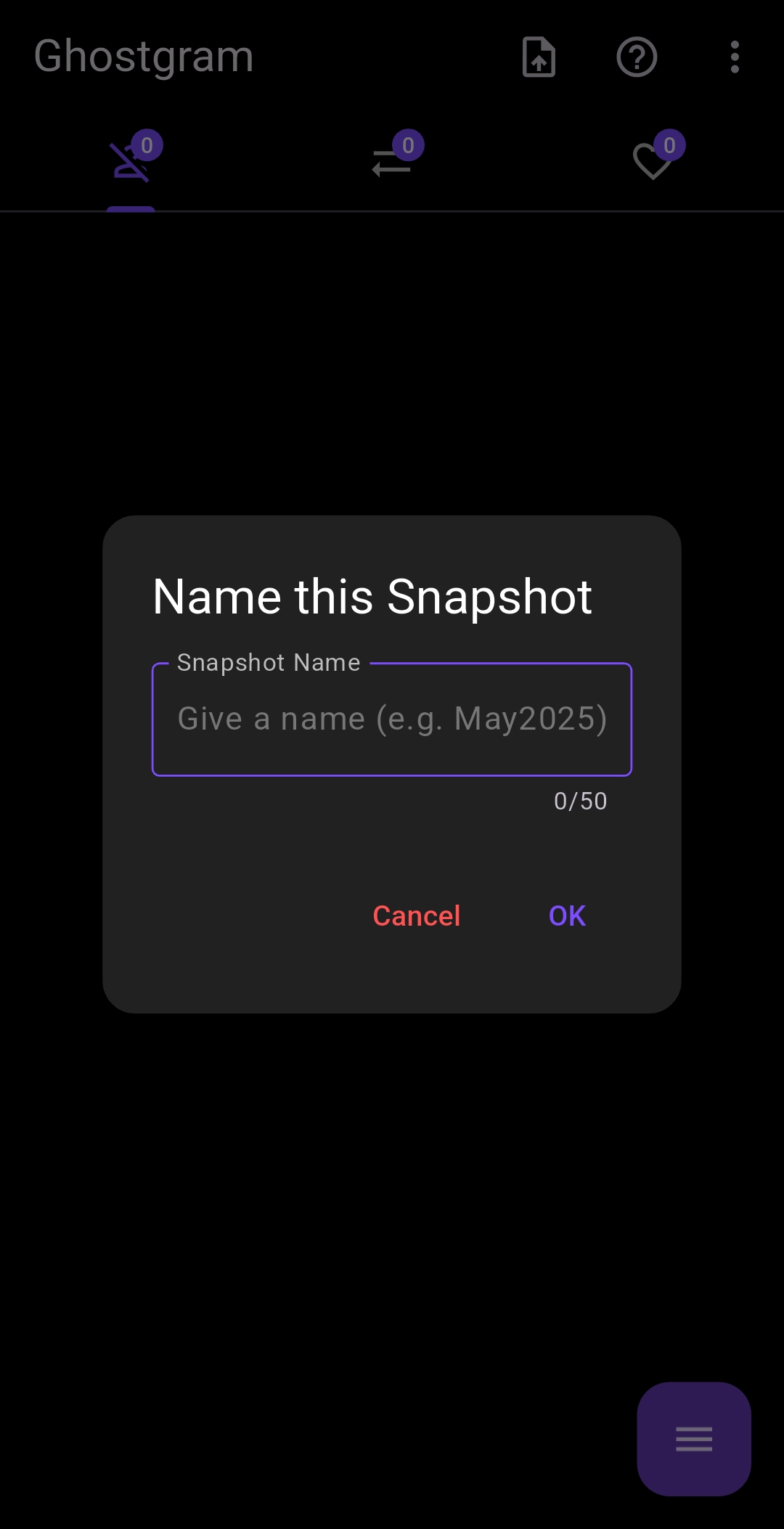 Ghostgram snapshot comparison