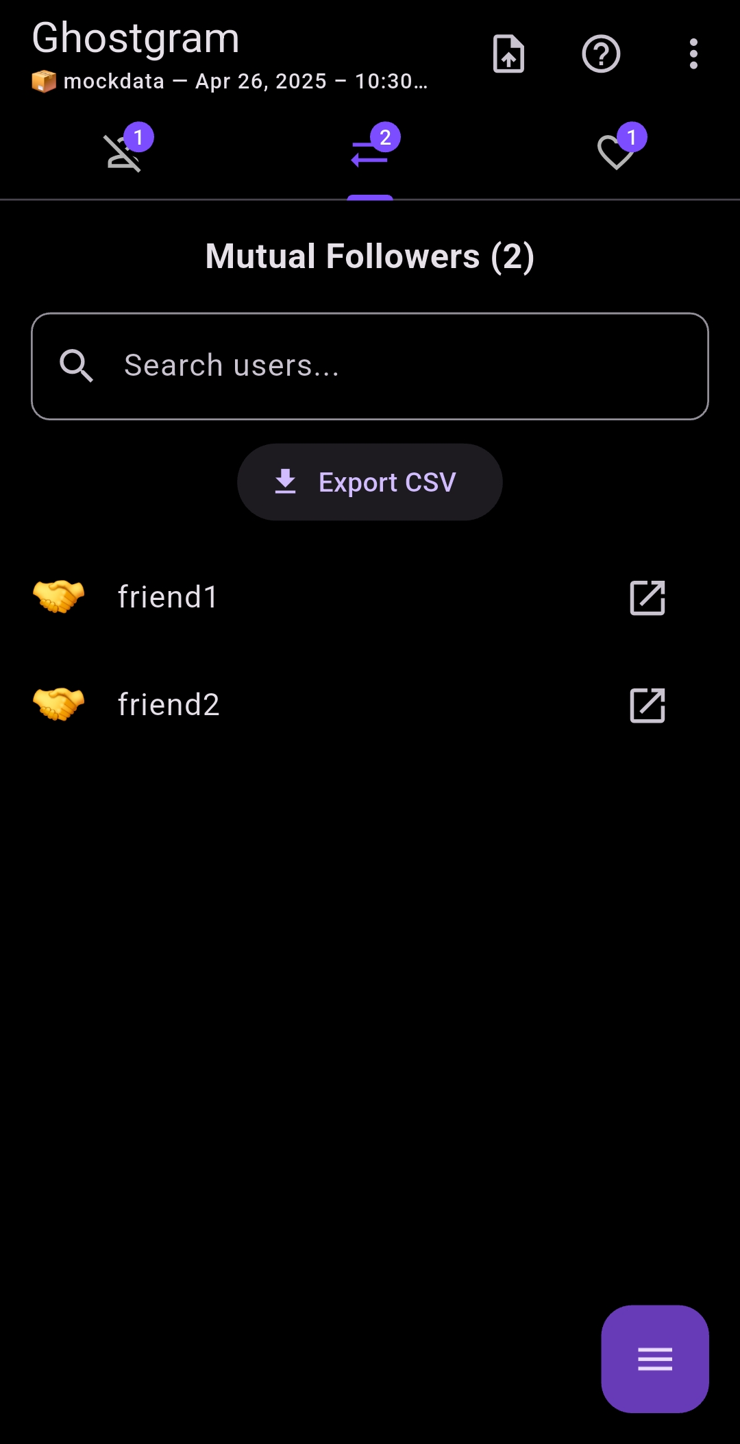 Ghostgram visited profiles history
